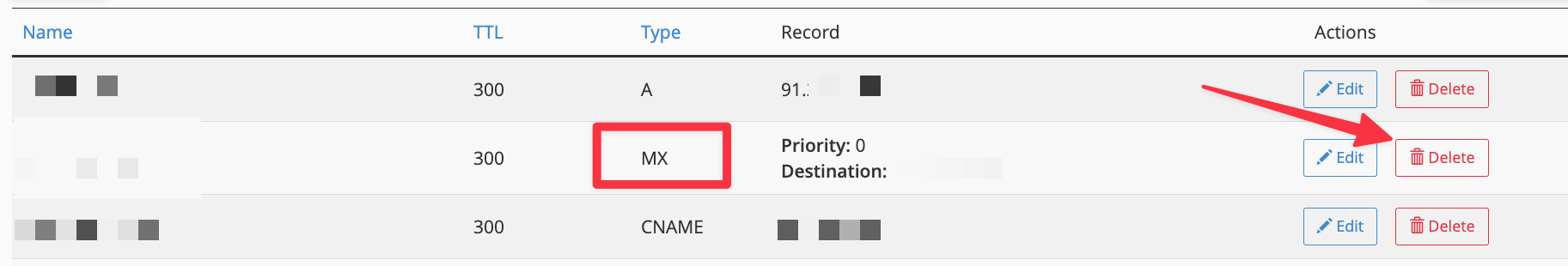 delete old mx