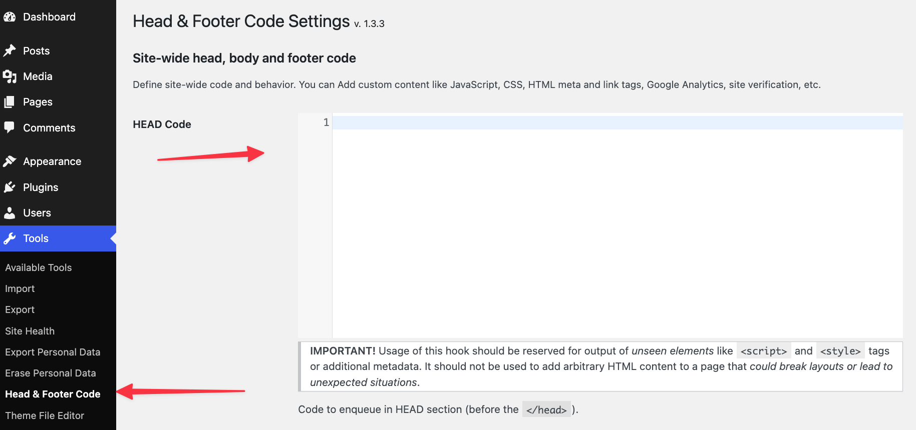 head code