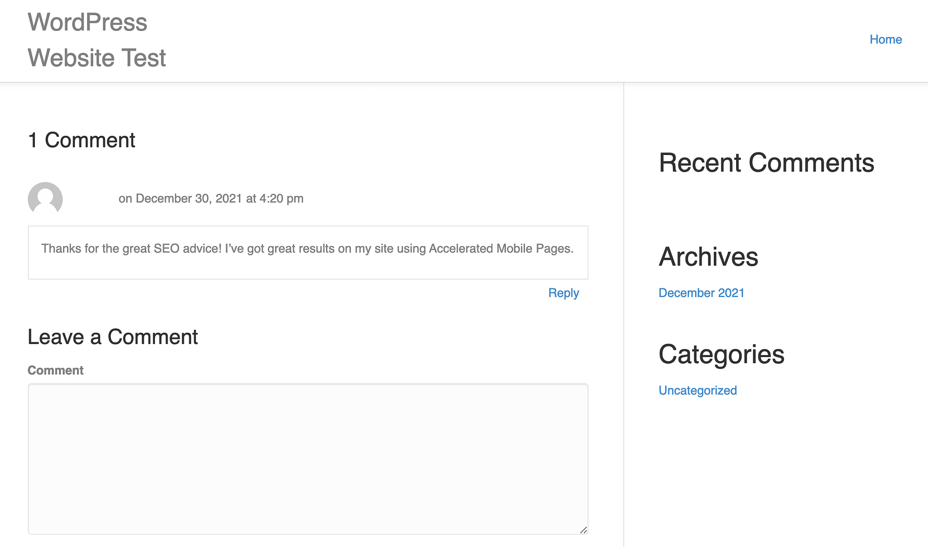 The WordPress comment section.