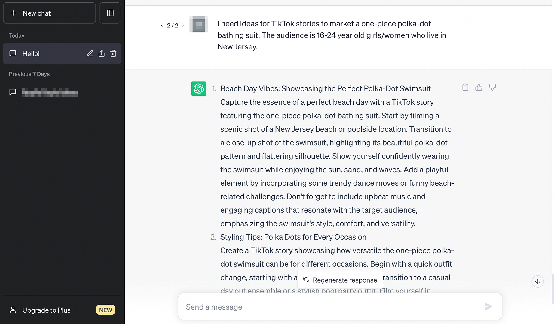 Using ChatGPT for marketing to get ideas for social media.