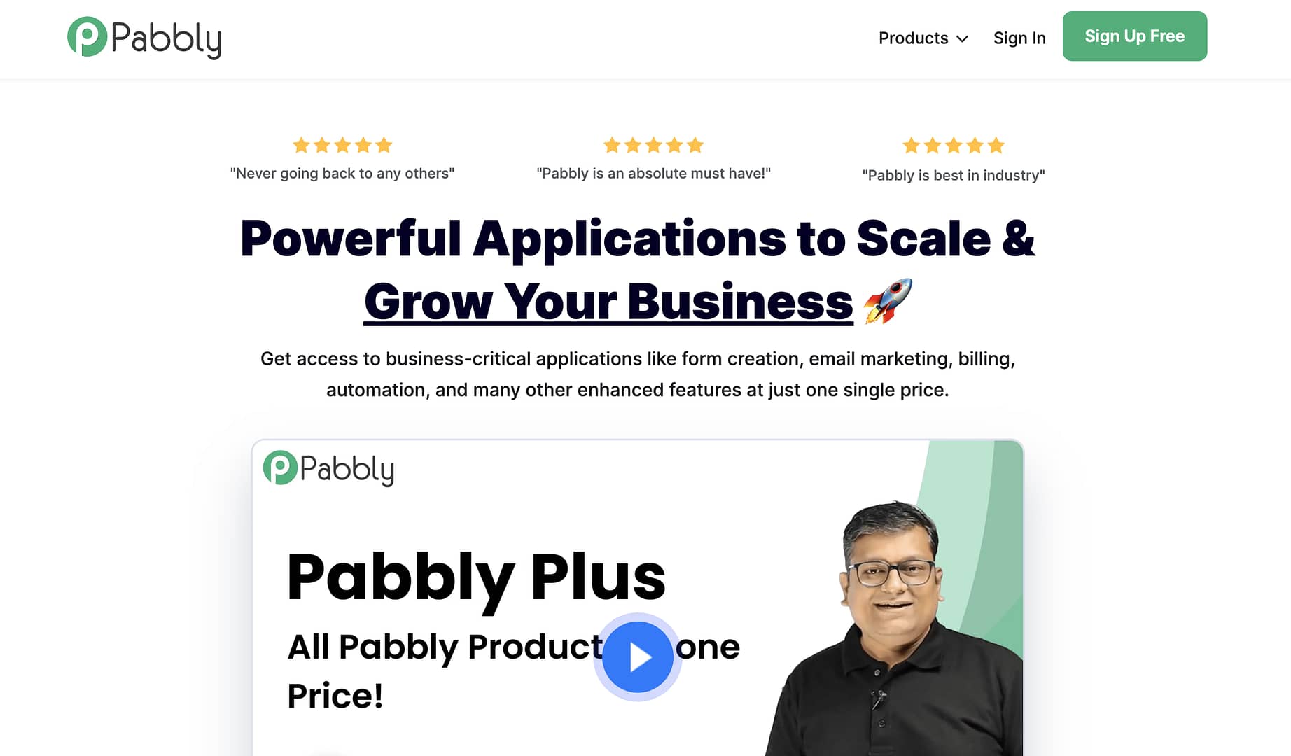 Pabbly homepage.