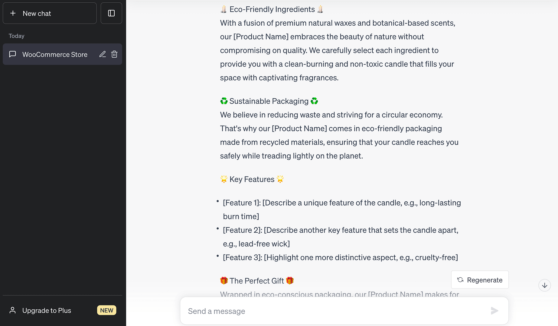 A product description template created by ChatGPT.