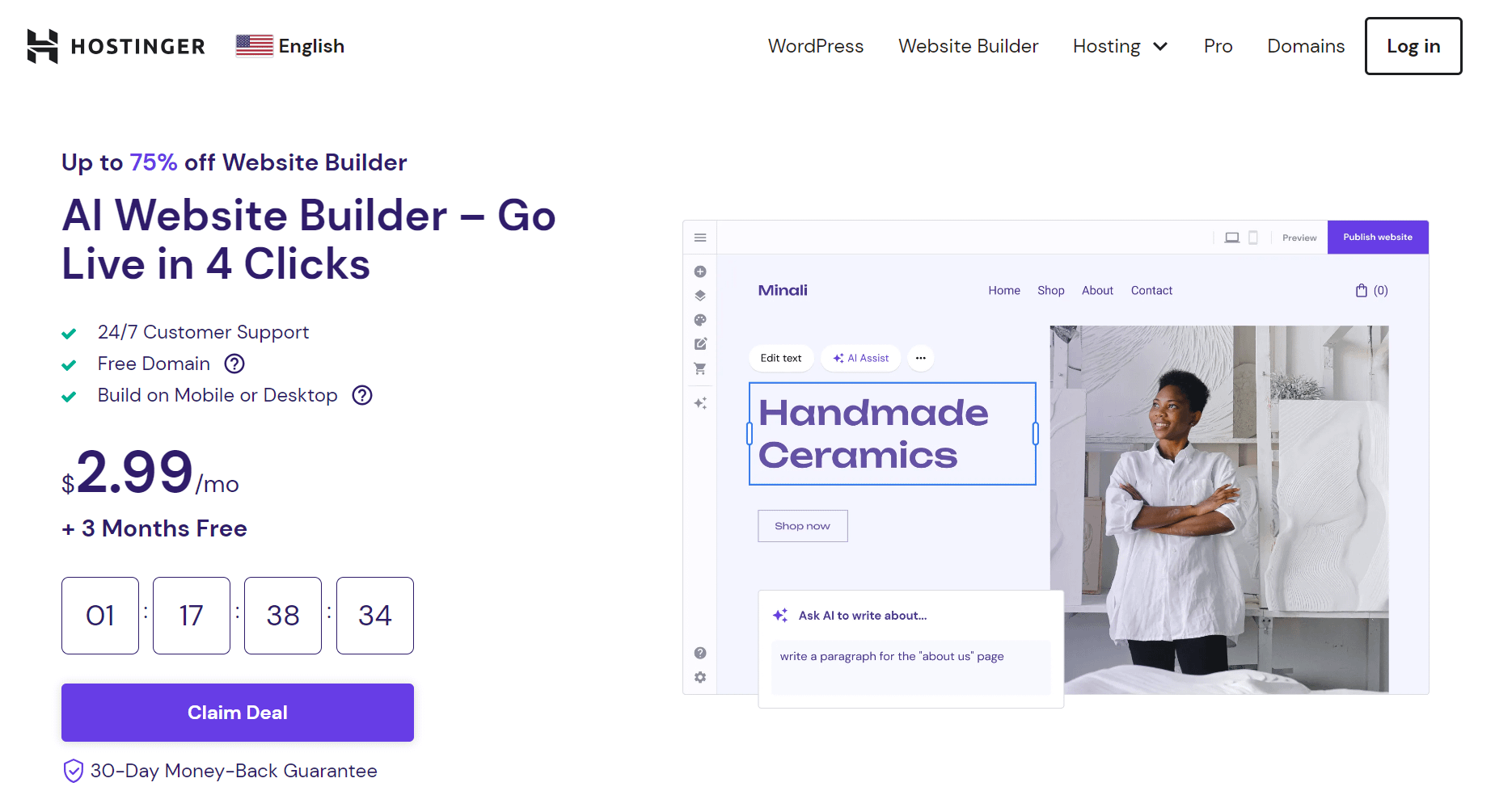 Hostinger portfolio website builder.