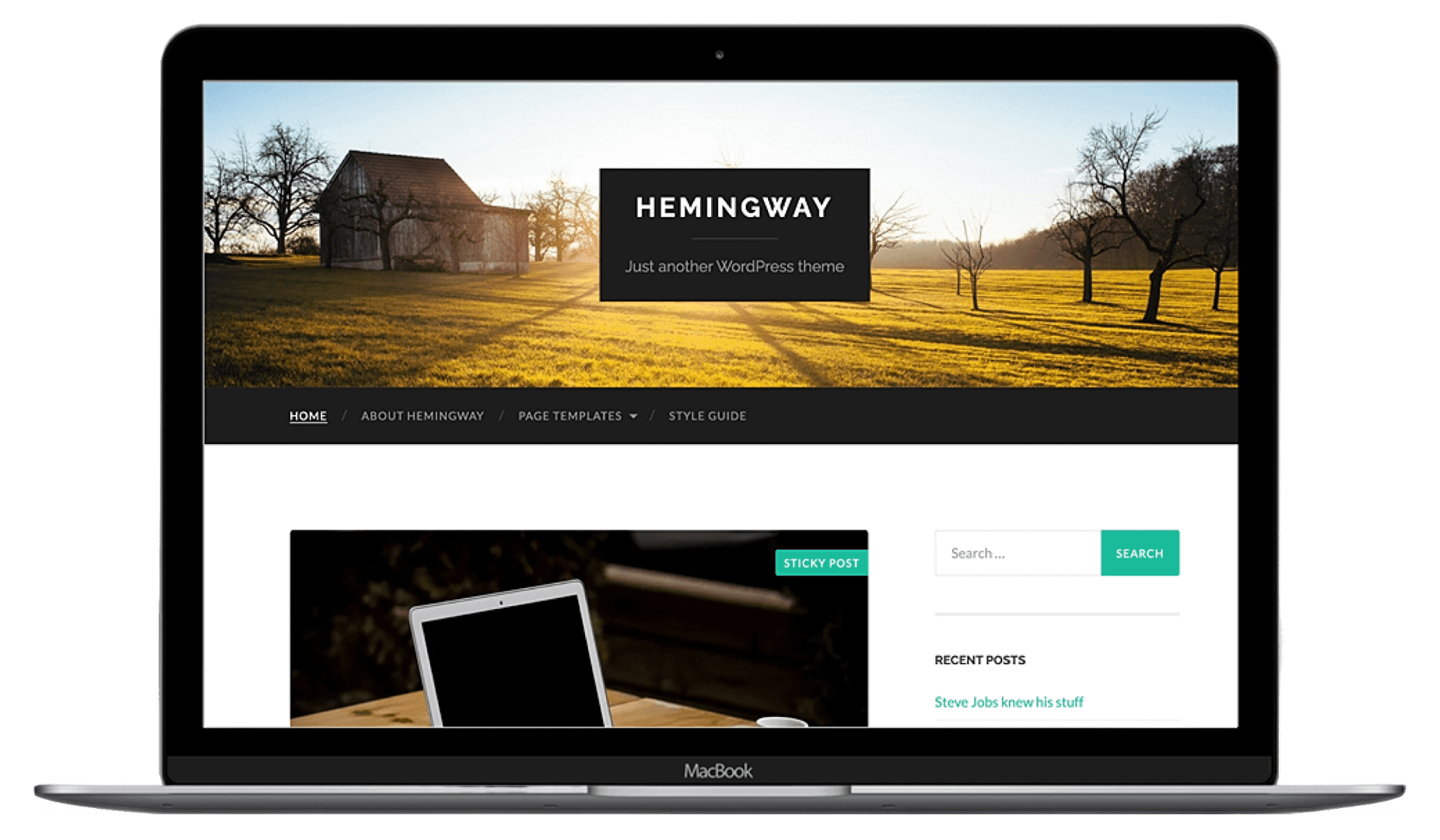 Hemingway theme laptop mockup.