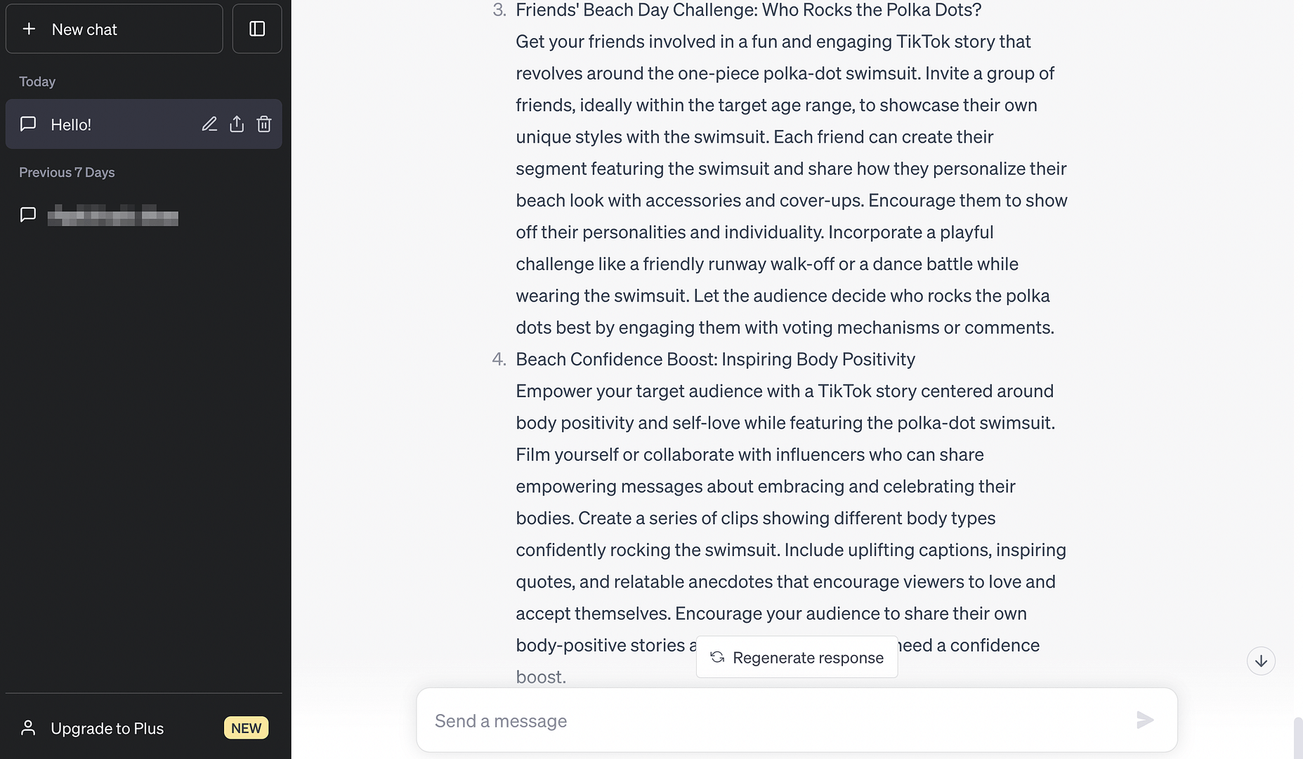 ChatGPT for TikTok ideas.