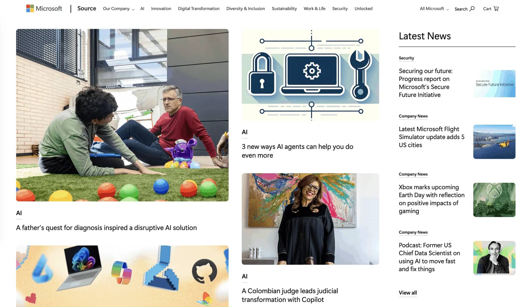 Microsoft News Source homepage.