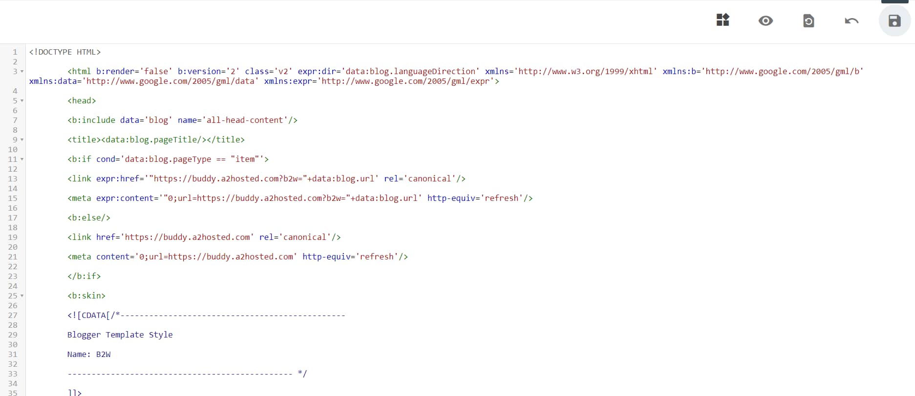 Saving the theme code in Blogger