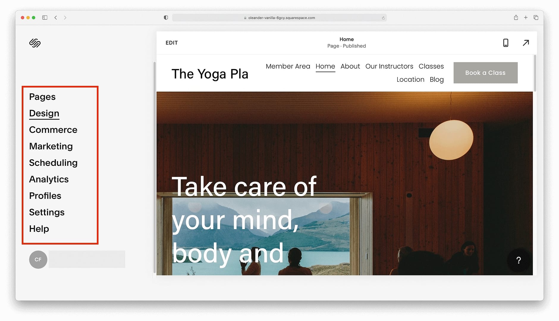 You can handle all of your website management from the Squarespace menu option