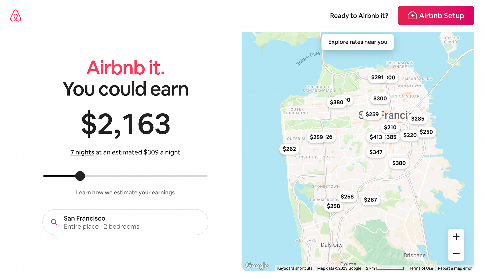 Airbnb and their landing page.