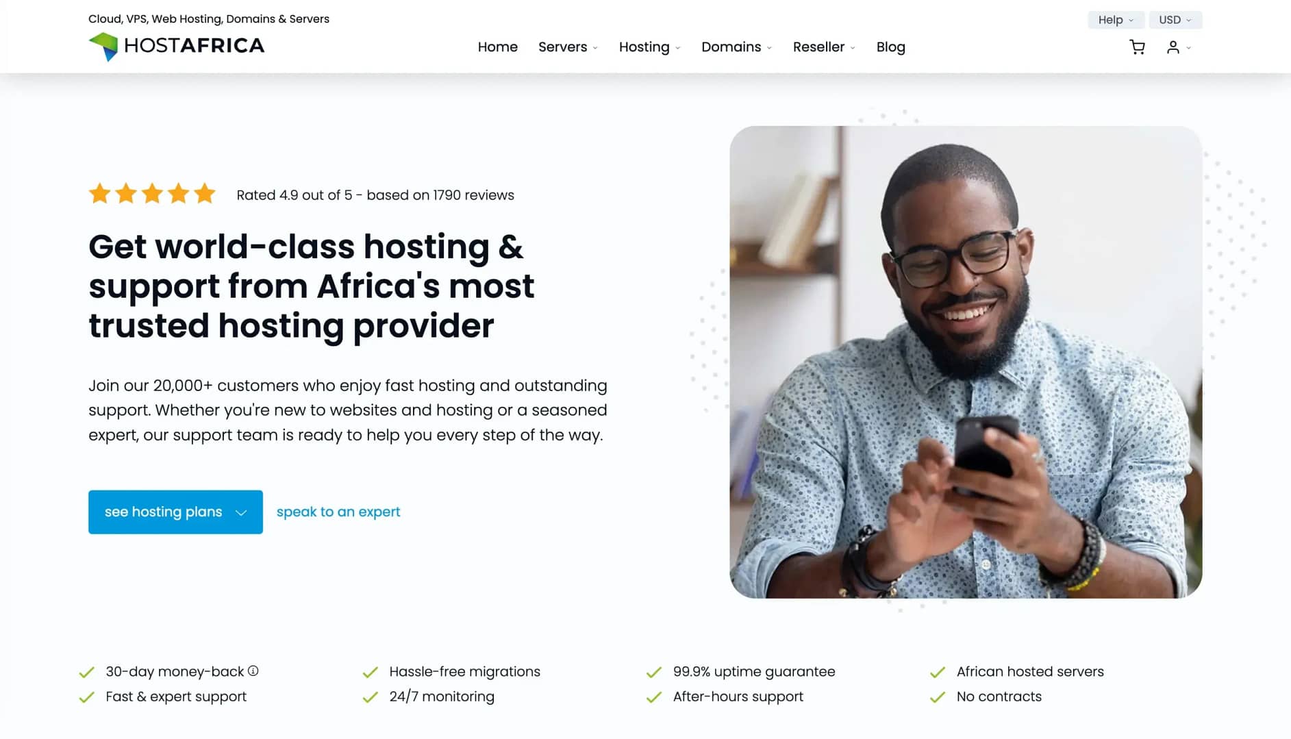 HostAfrica homepage.