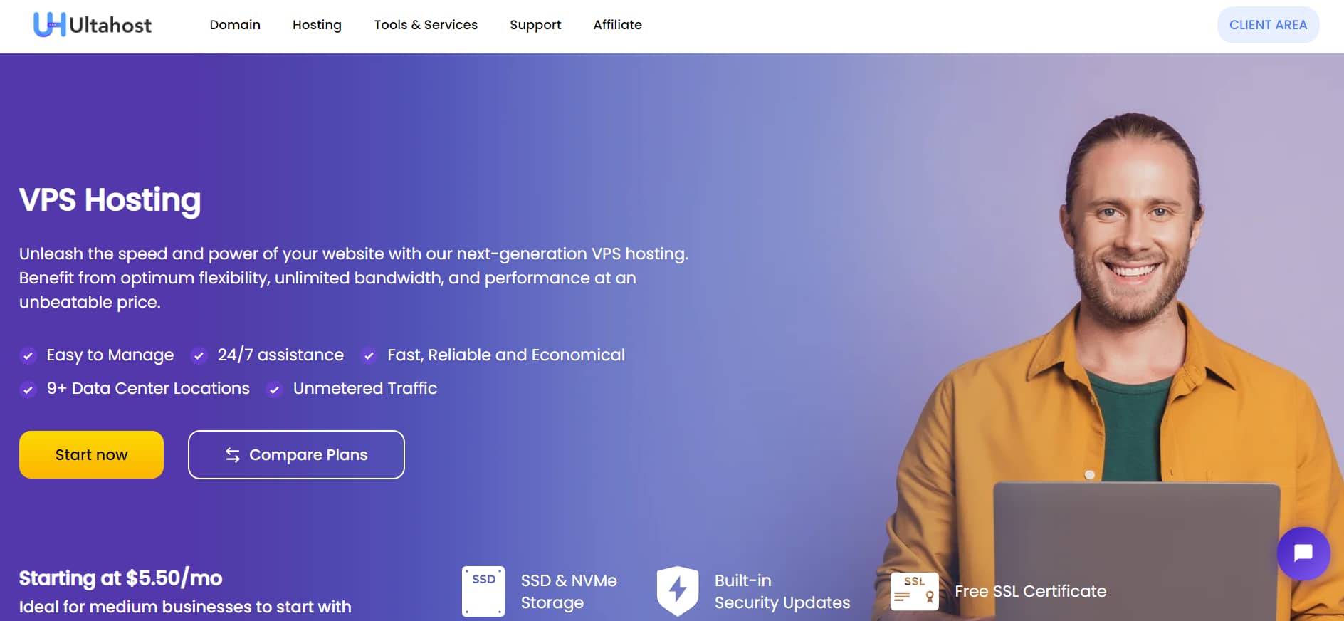 Ultahost homepage