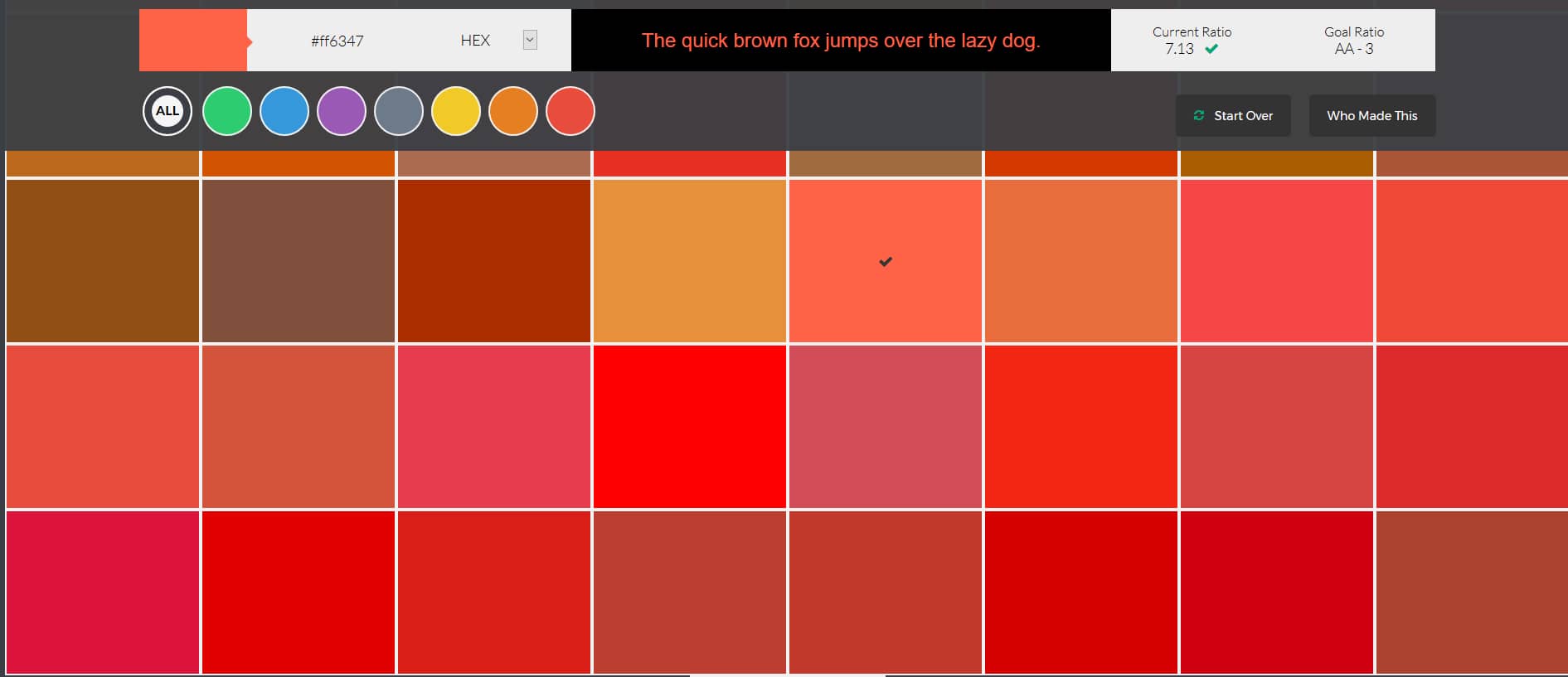 The huge generated palette from Color Safe makes it the best accessibility testing tool for color and contrast
