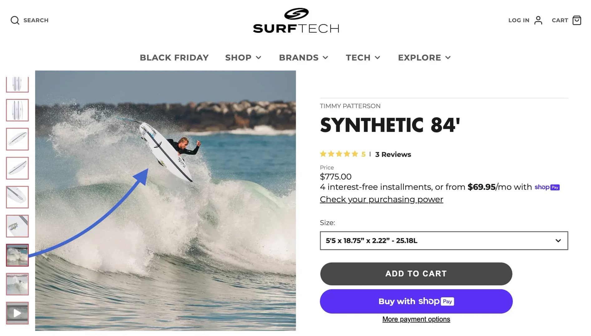 Lifestyle photo of a surfer riding a surfboard.