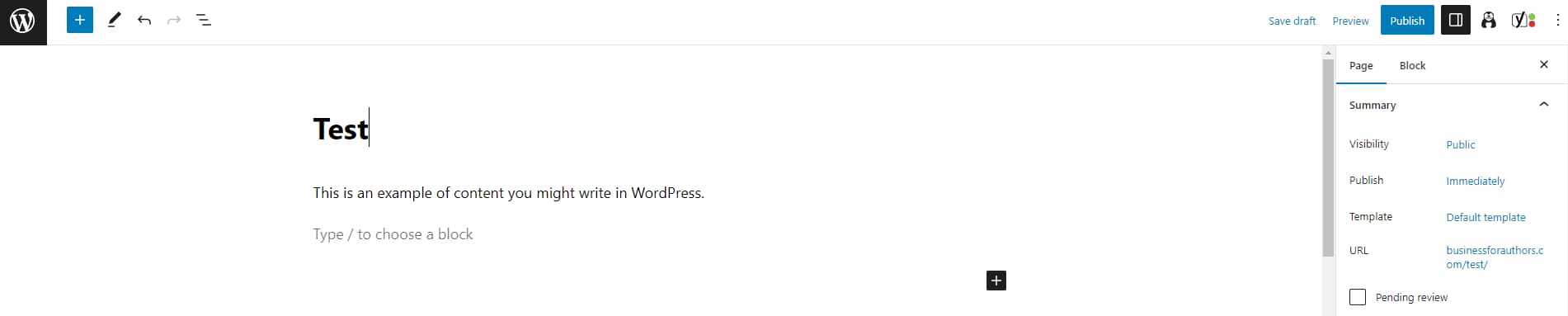 WordPress Gutenberg editor.