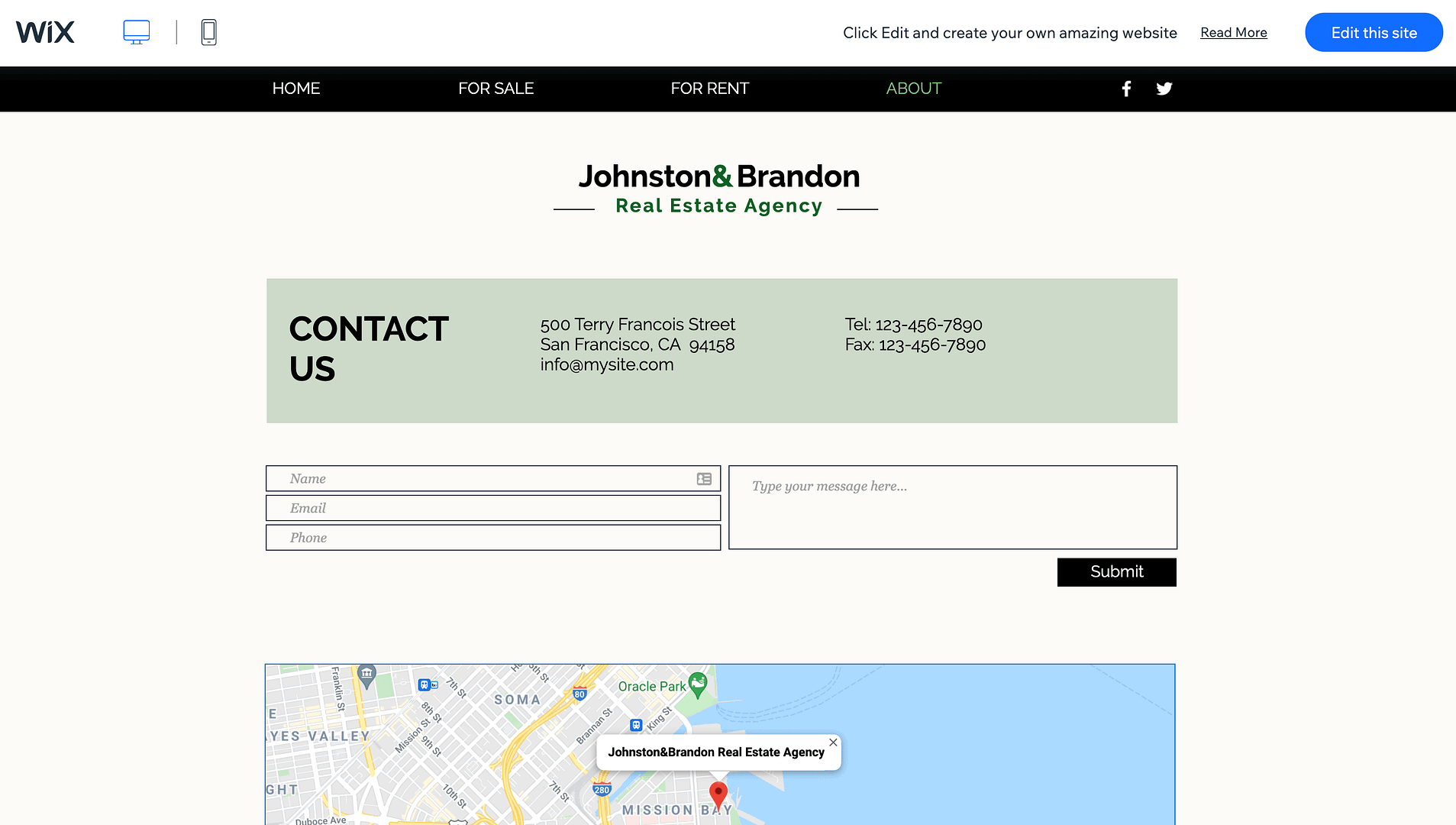 A Wix real estate template.