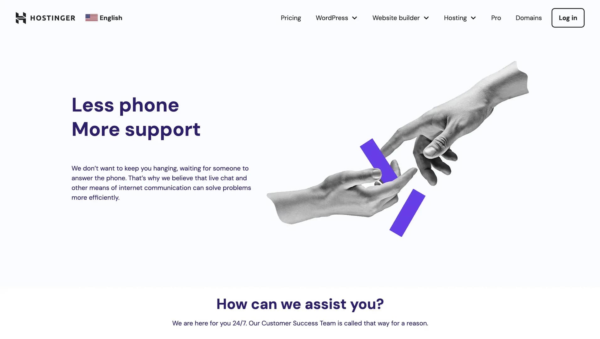 Hostinger customer support page.