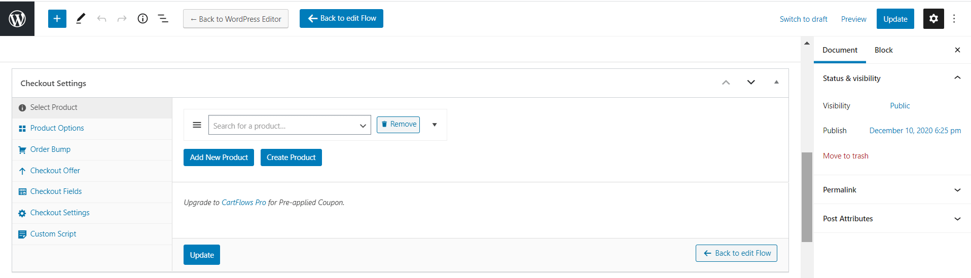 Configuring checkout settings with CartFlows.