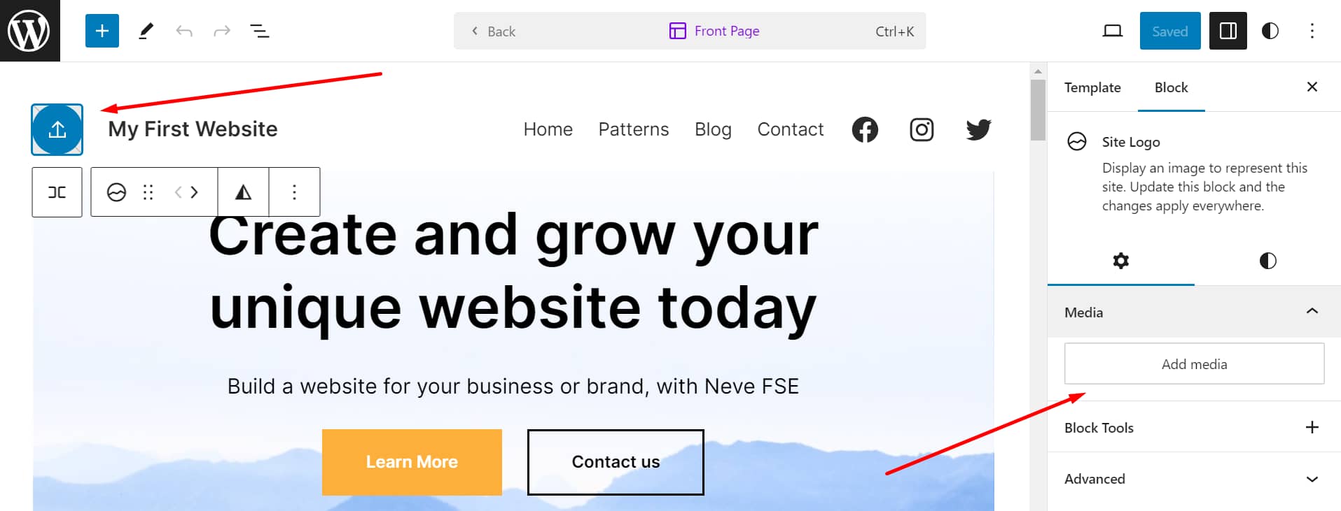 upload site logo