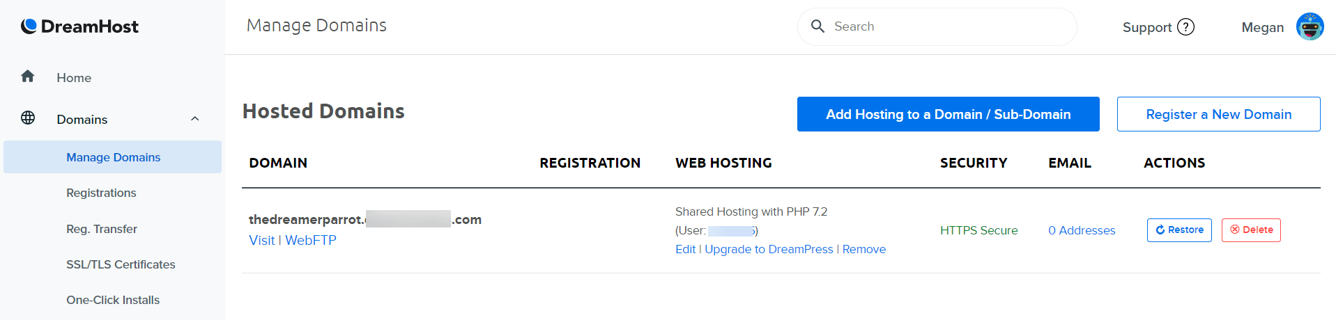 DreamHost Manage Websites