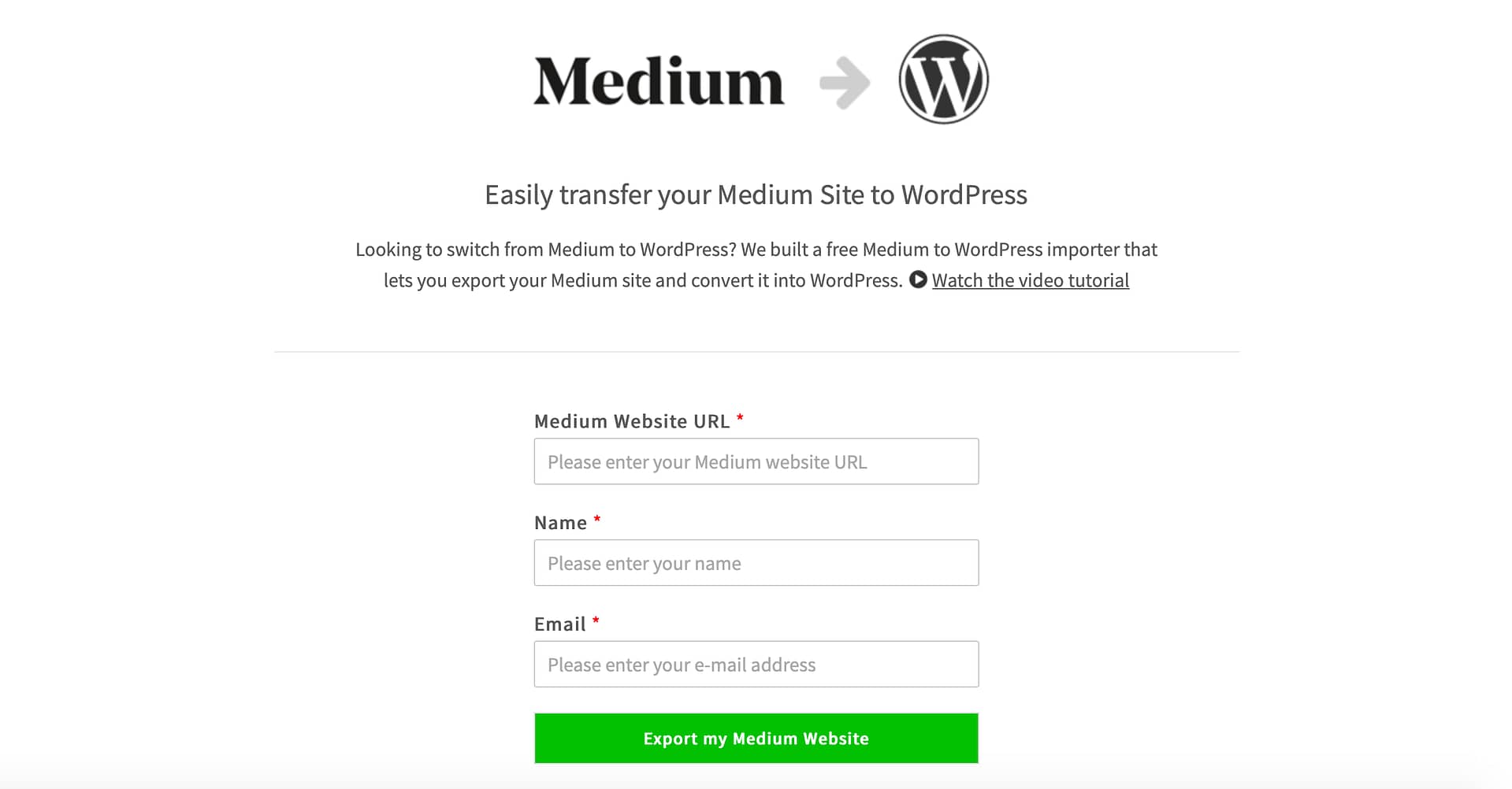 Веб-сайт инструмента переноса Medium в WordPress. 