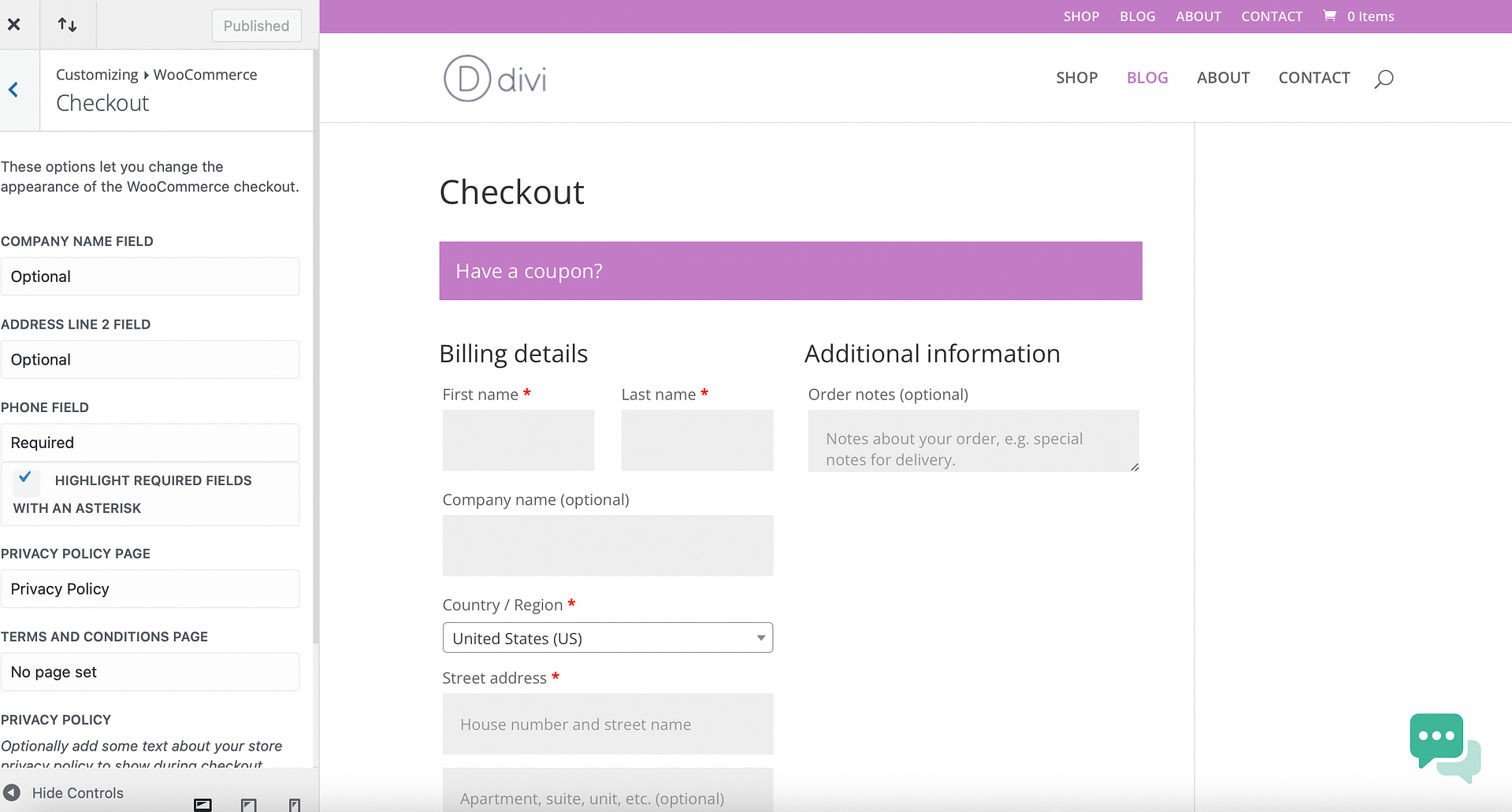 Customize checkout page.