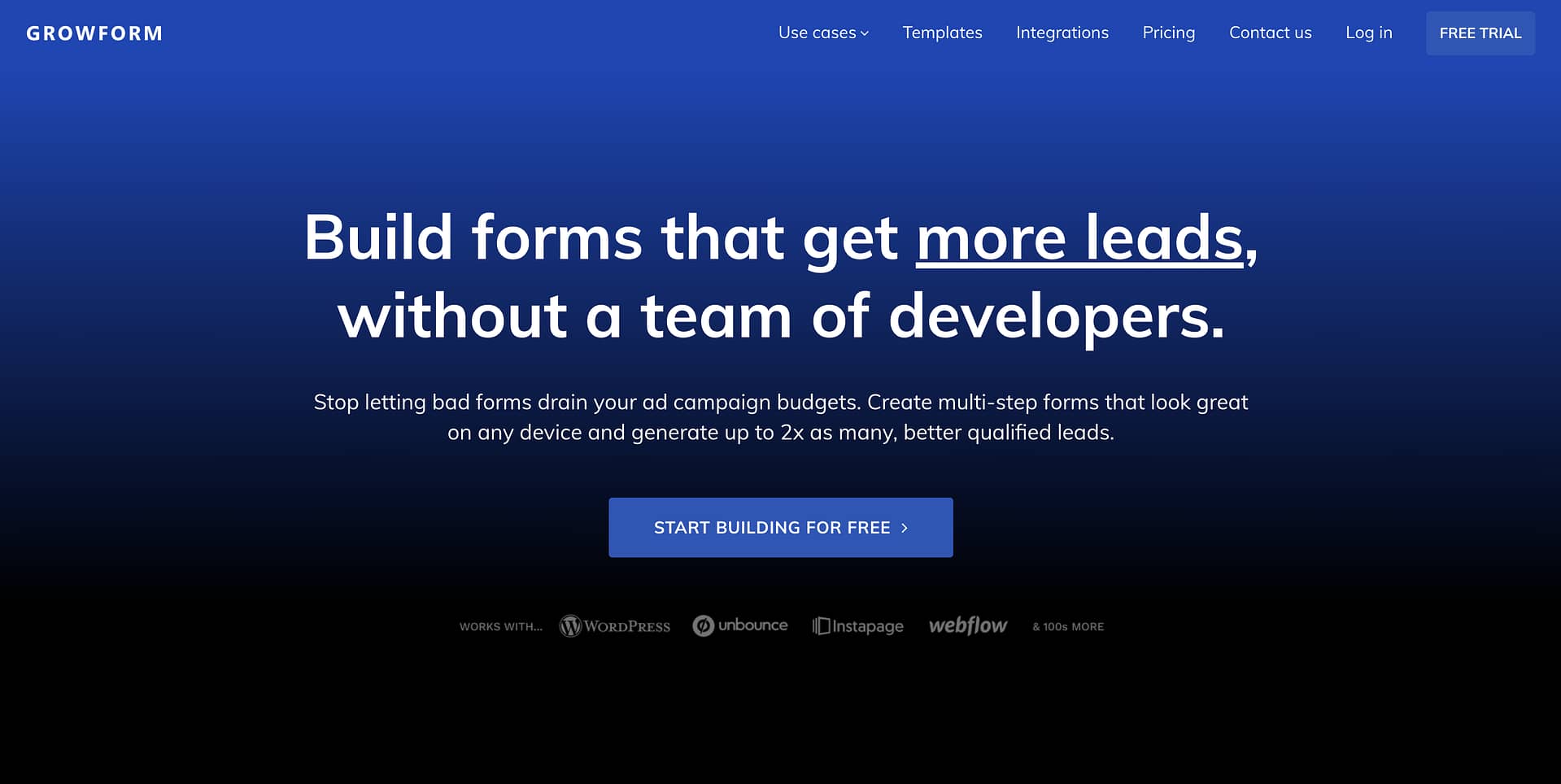 Growform homepage.