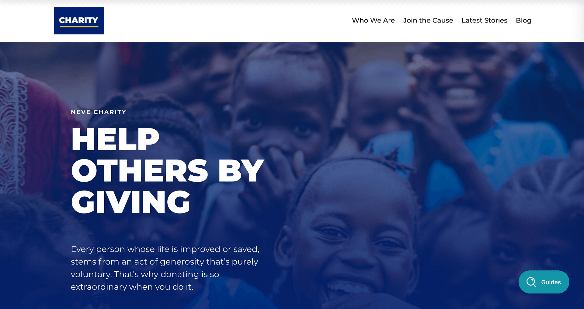 The Neve theme Charity demo is a great design for a volunteer management system