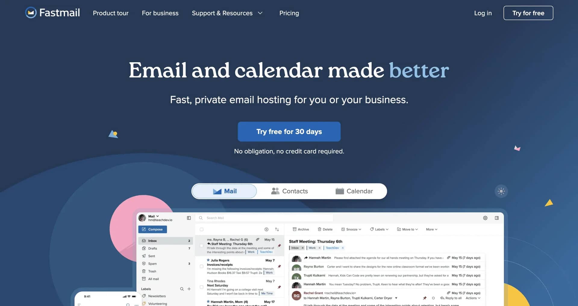 Fastmail homepage.