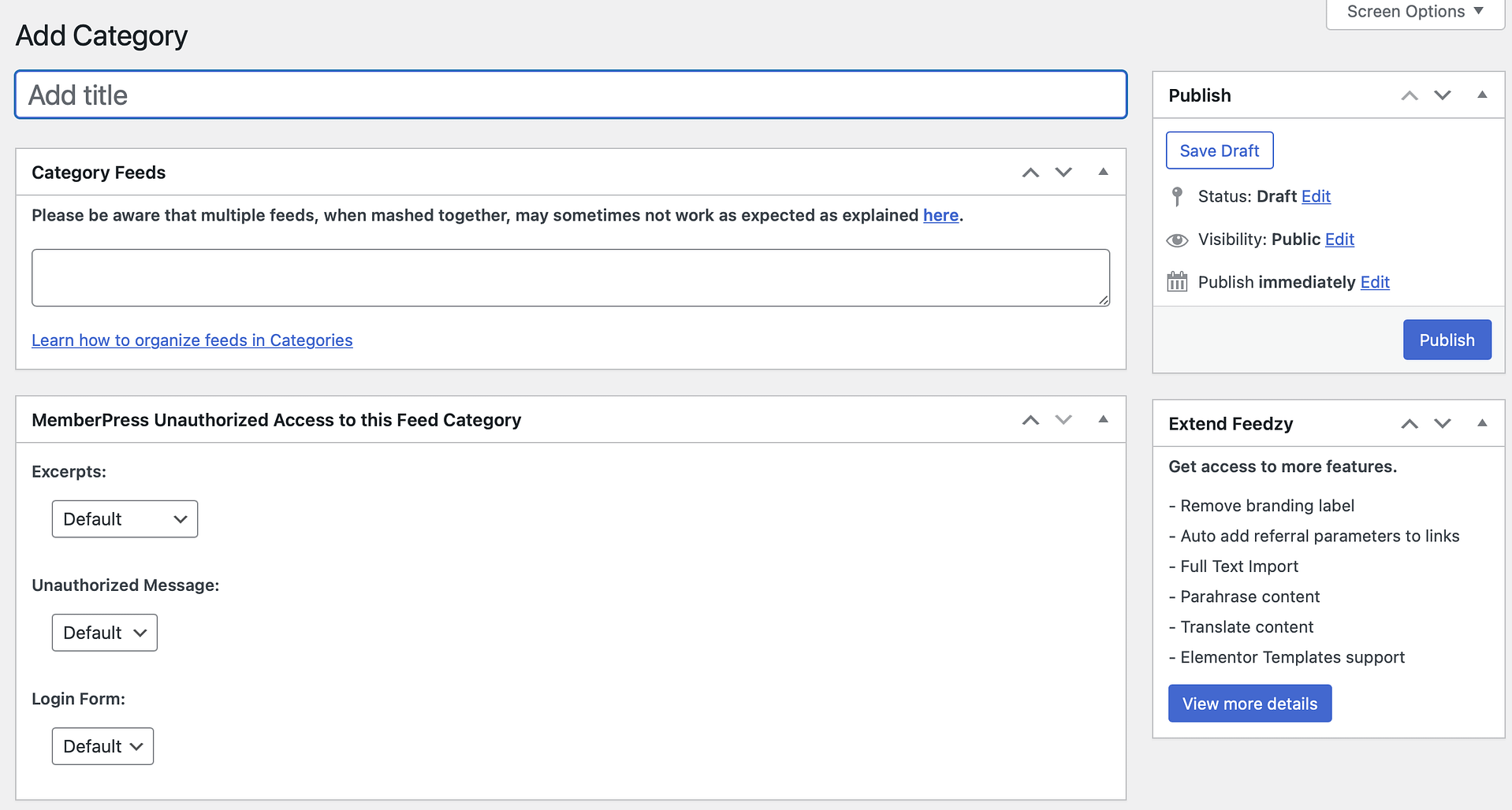 Add category to Feedzy.