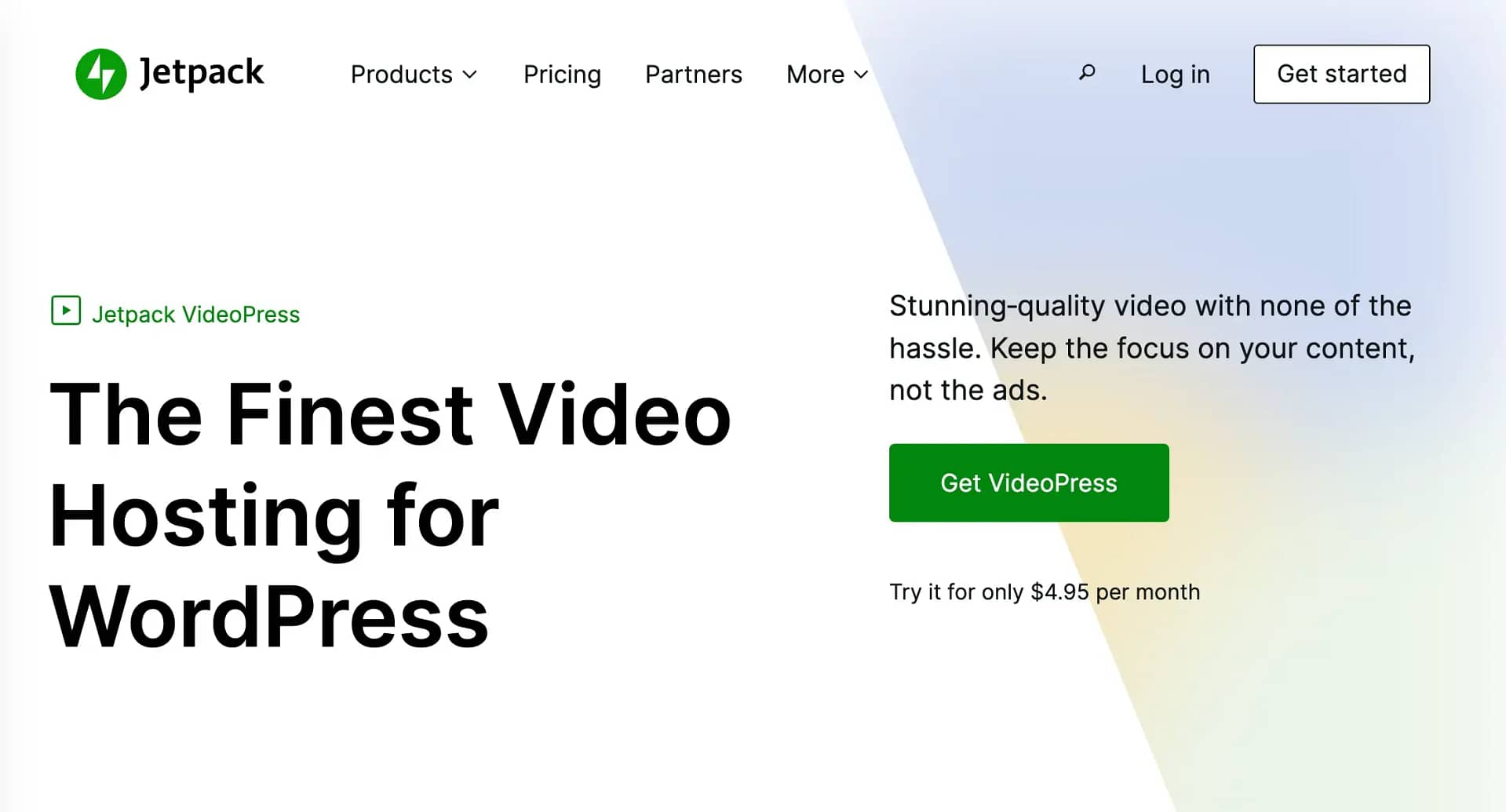 Jetpack VideoPress landing page.