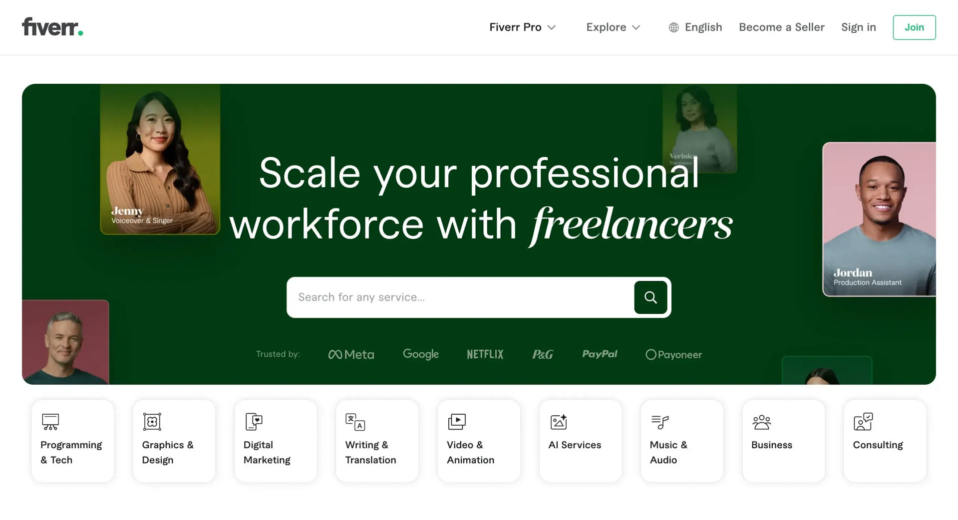 Fiverr Pro is a great platform to hire freelancers for your business.