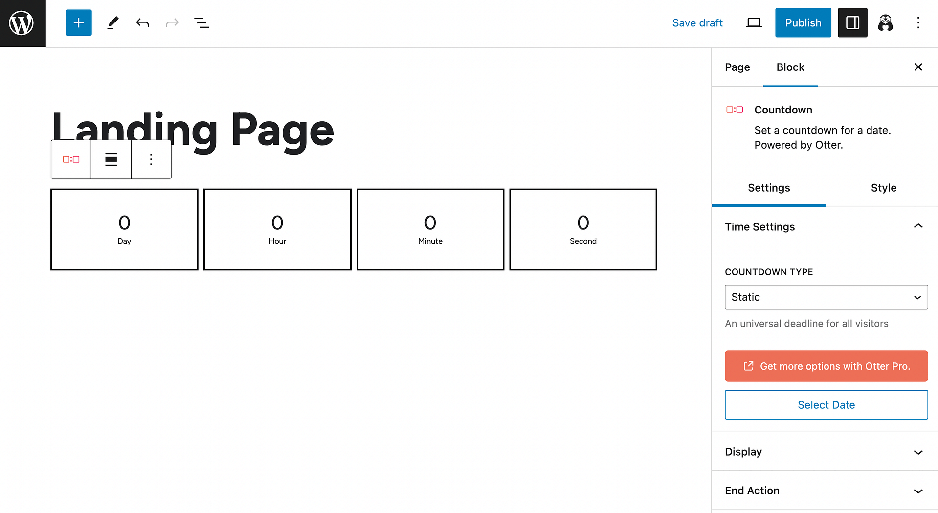 Creating a countdown timer using Otter Blocks.