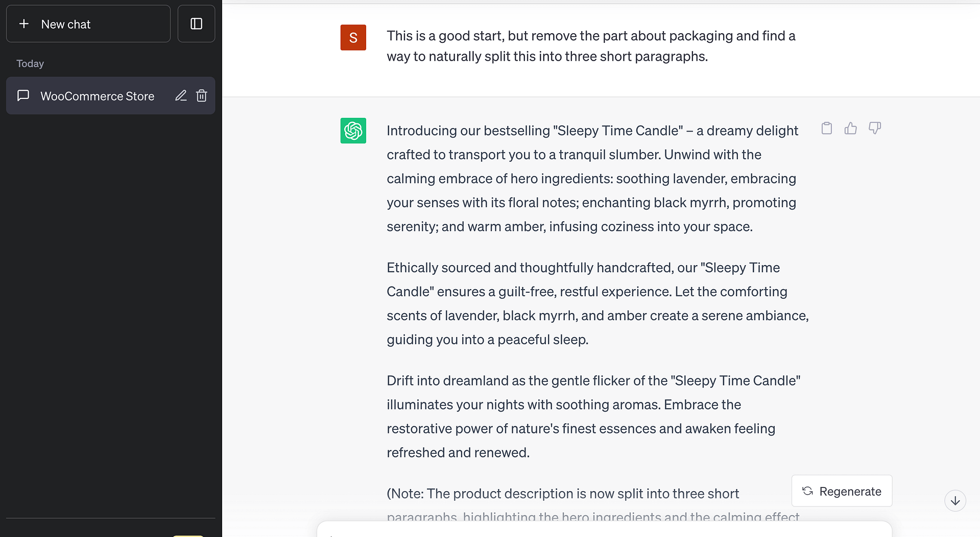 Ask ChatGPT to modify the product description.