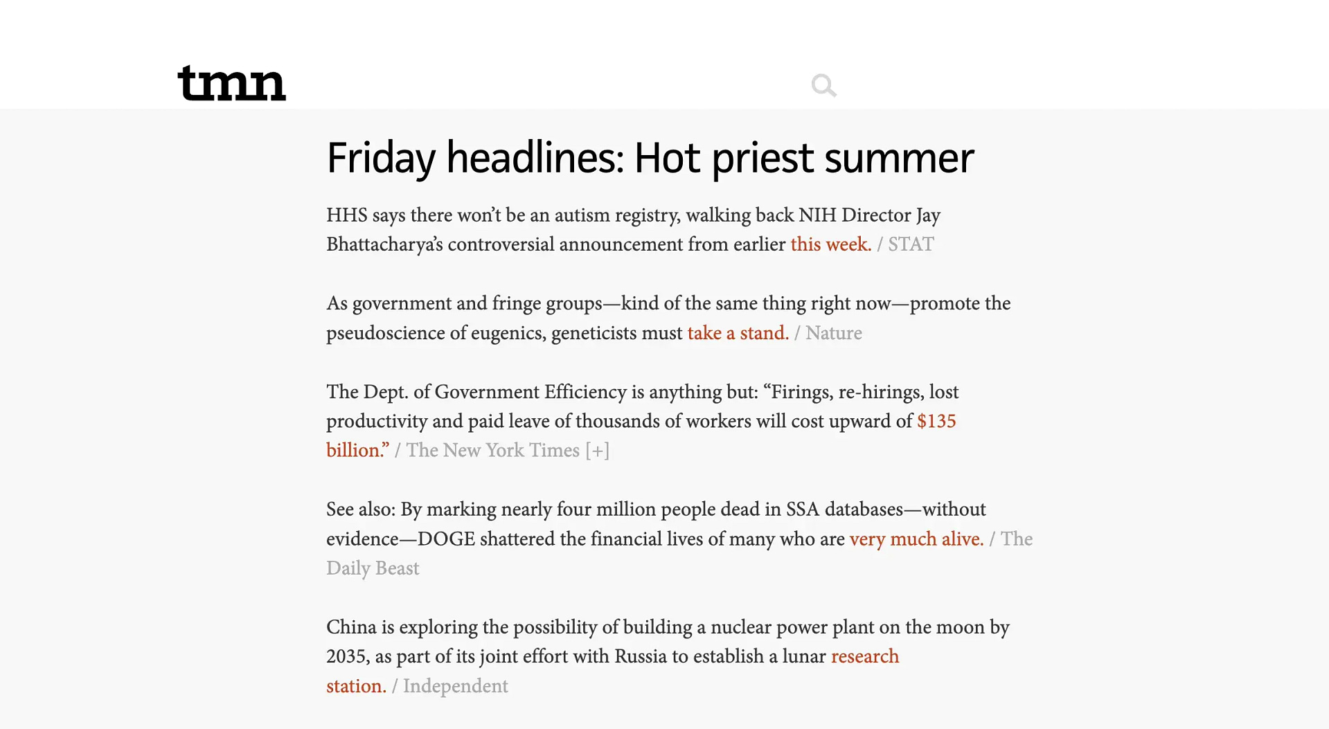 The Morning News homepage.