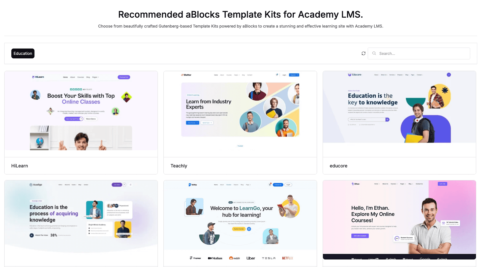 Academy LMS templates