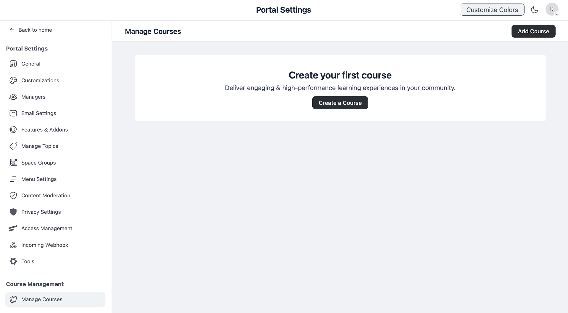 fluent main course panel