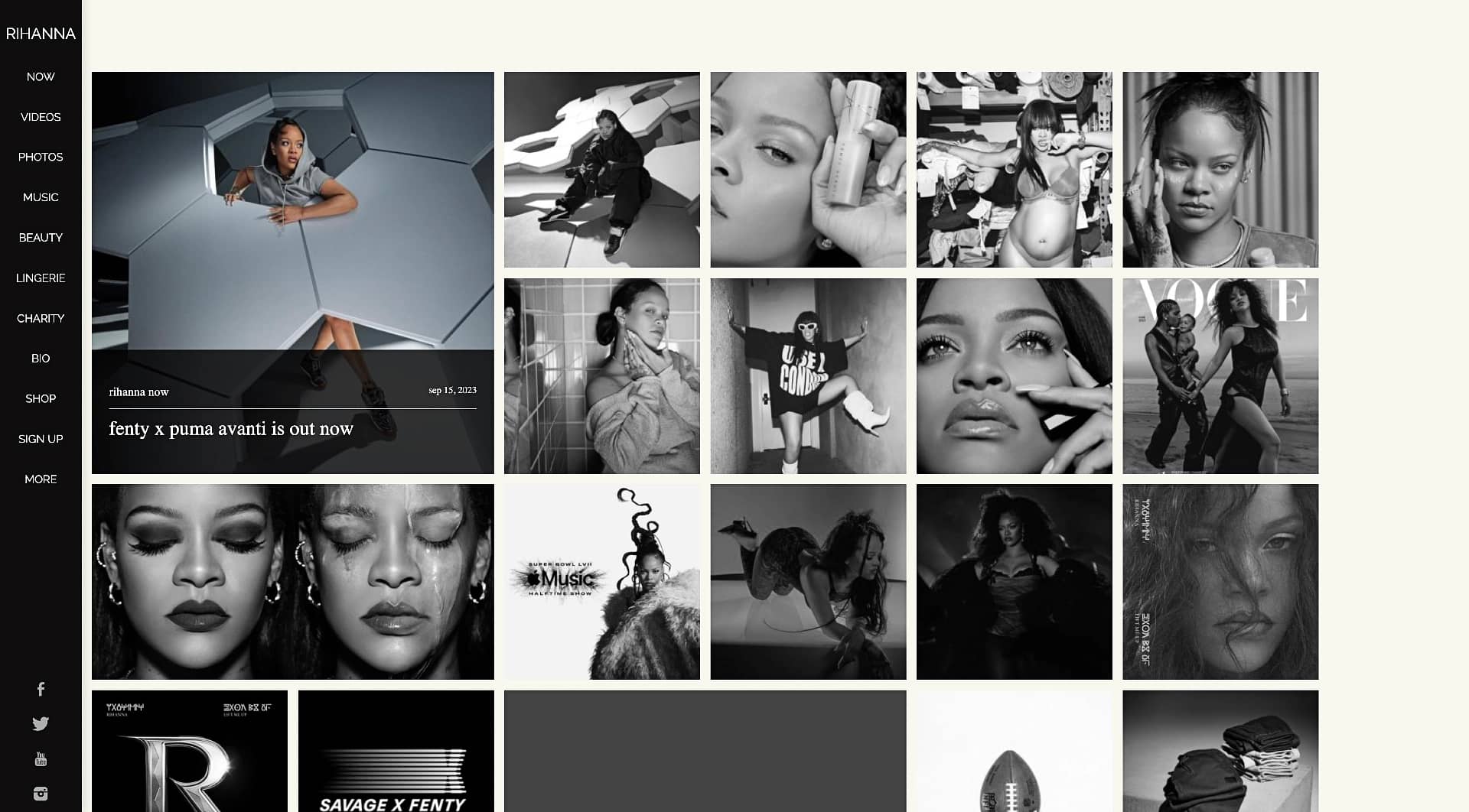 Rihanna's website was built with a custom WordPress theme.