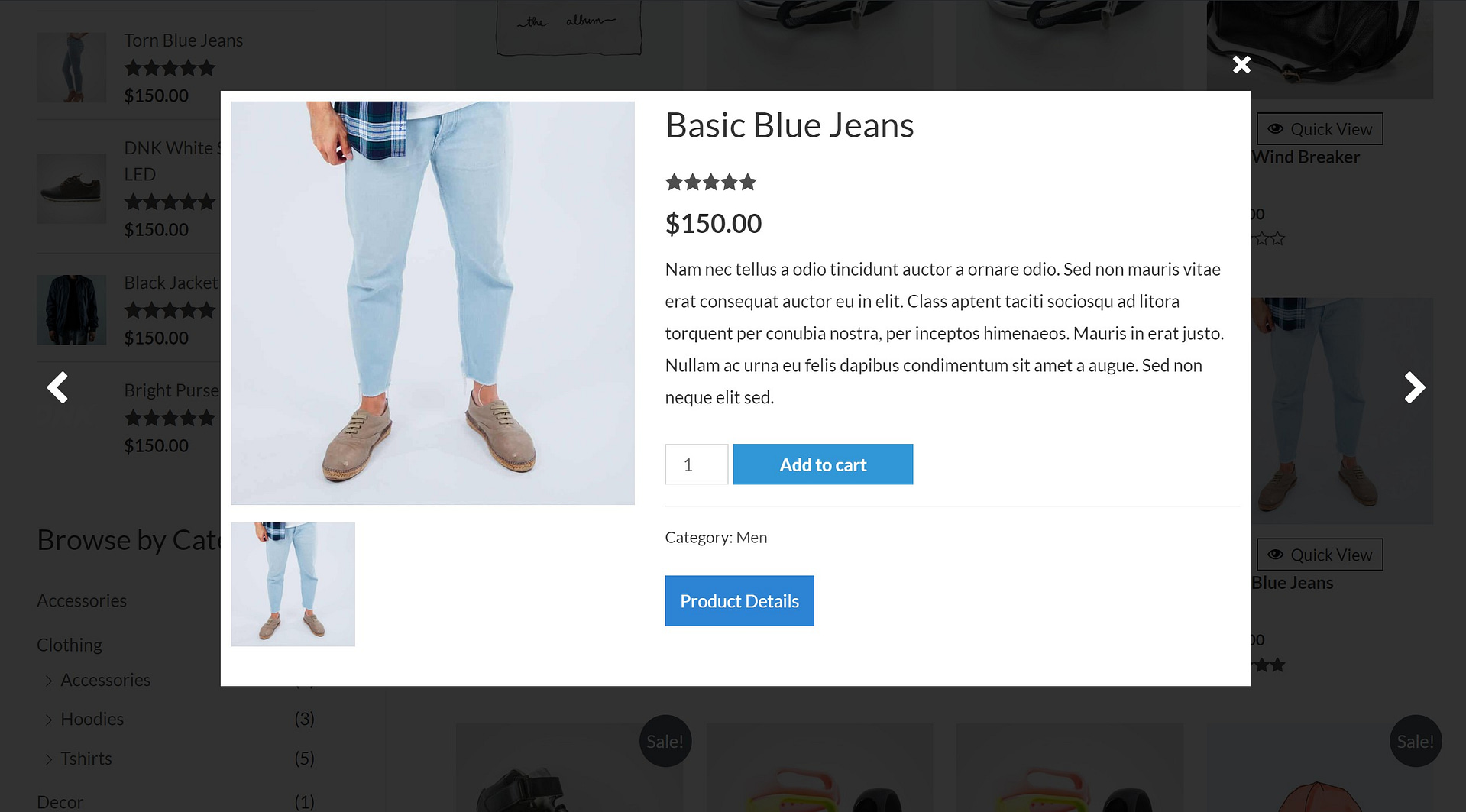 Quick View WooCommerce example