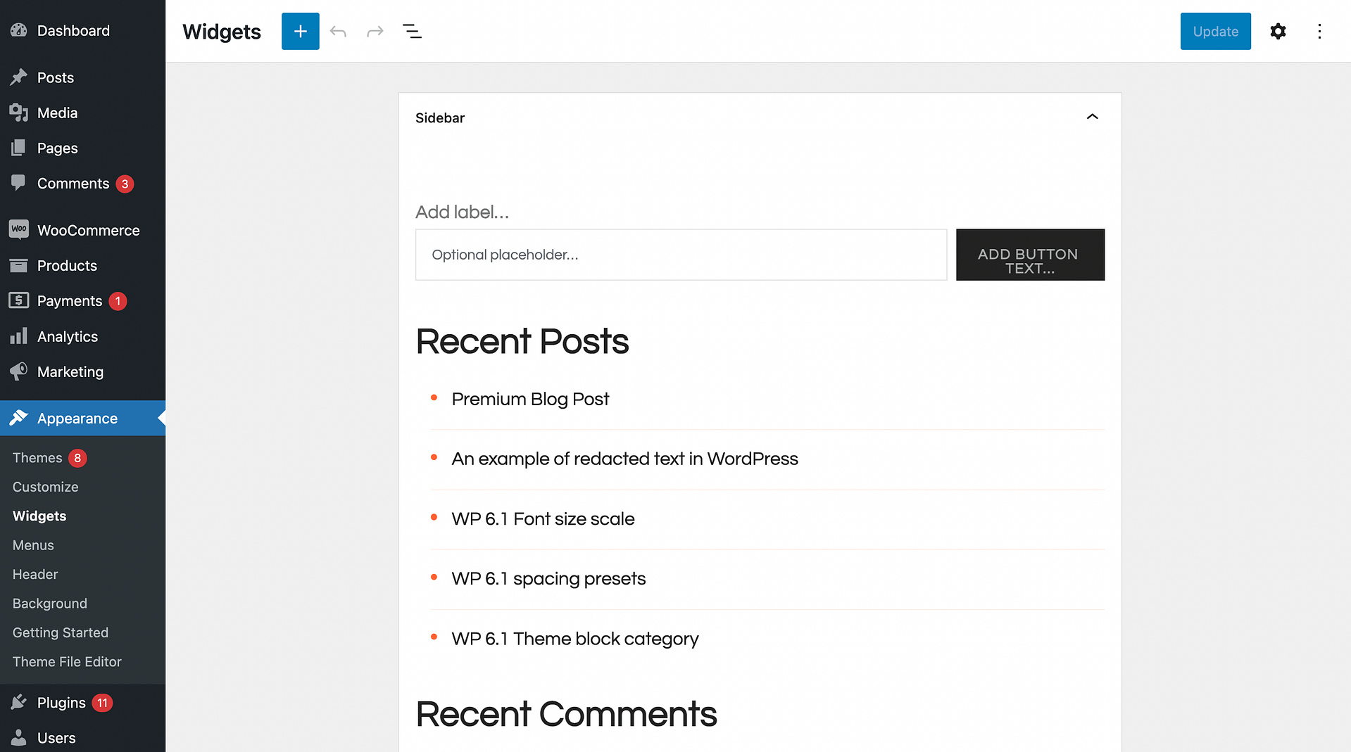 WordPress widgets.
