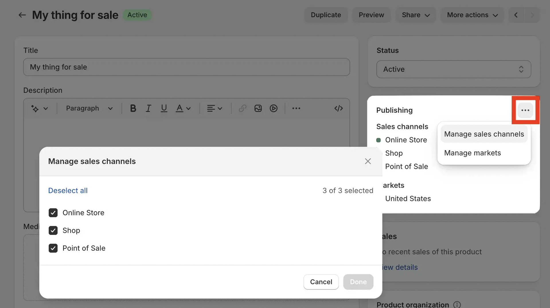 Managing sales channels