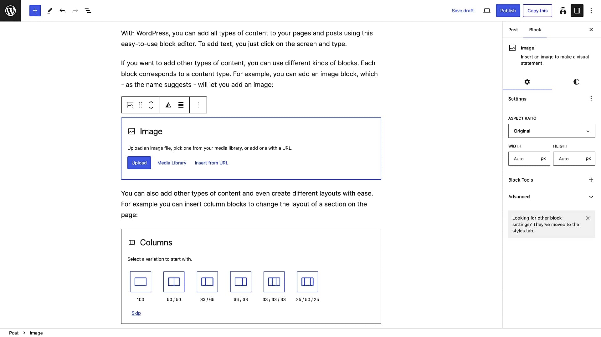 Demonstrating how easy it is to add content in WordPress.