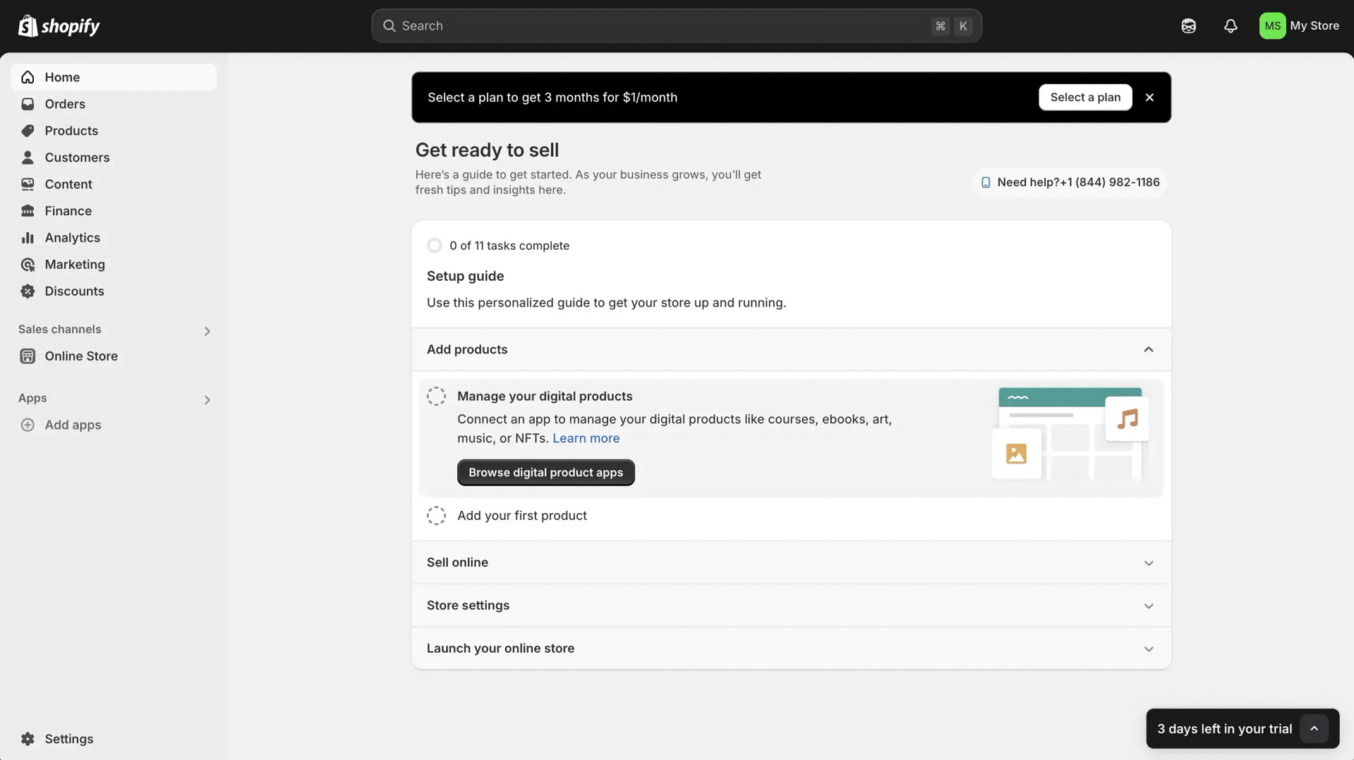 Shopify admin screen