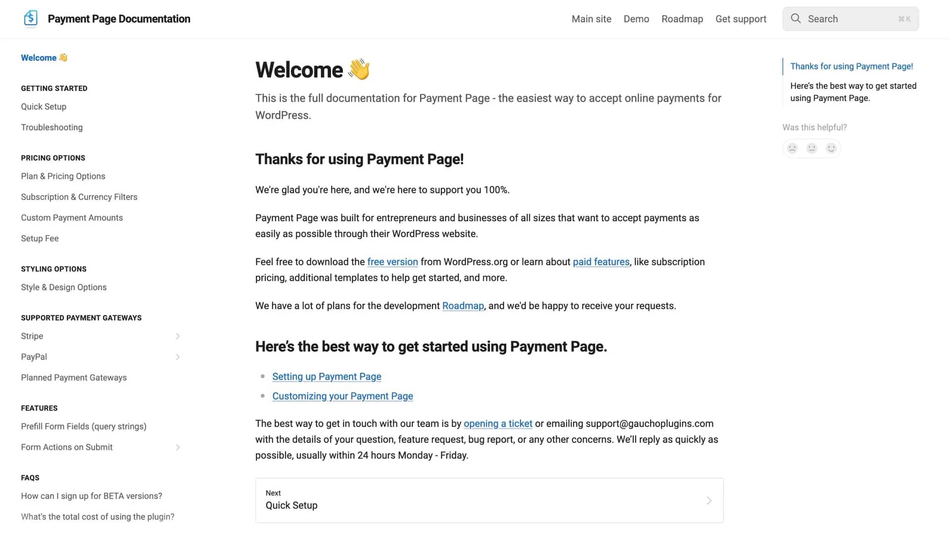 Payment Page documentation.