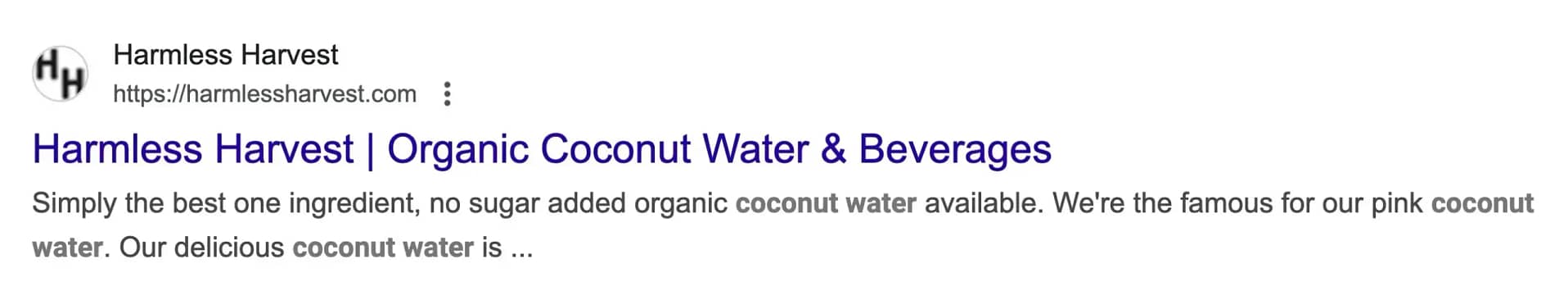 Harmless Harvest coconut water meta description