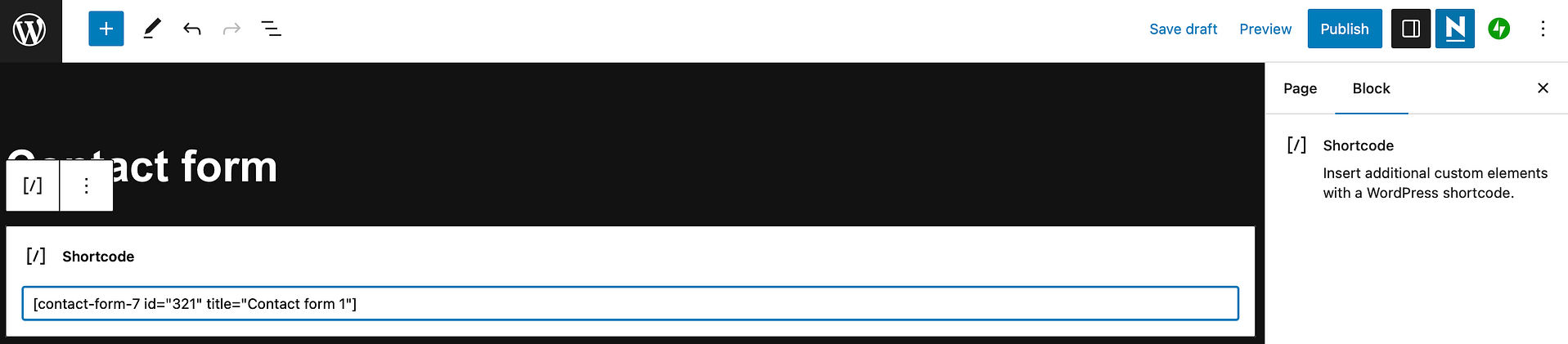 Paste form shortcode into a WordPress page.