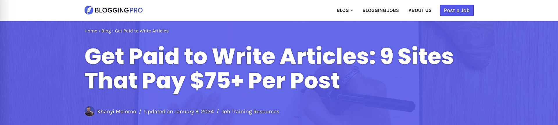 An article on getting paid to write articles was the second most popular page on one of our sister sites and I used this information as the basis for the gated content I created.