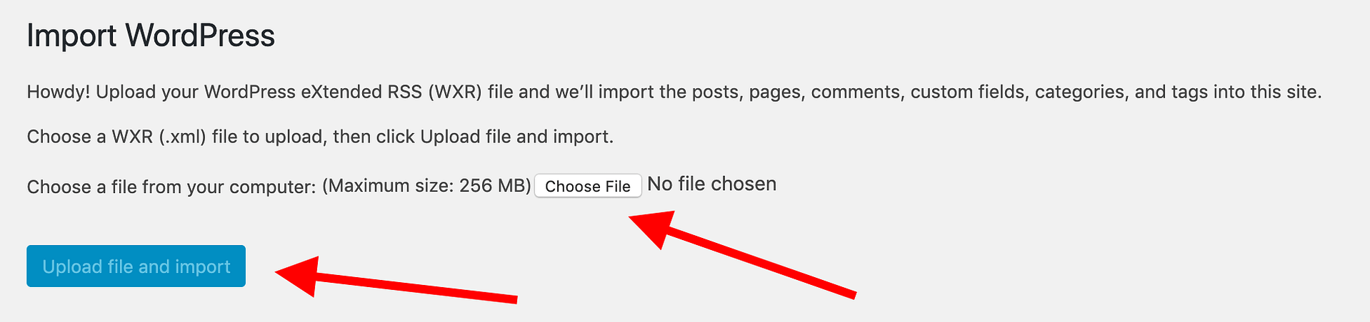 upload your import file