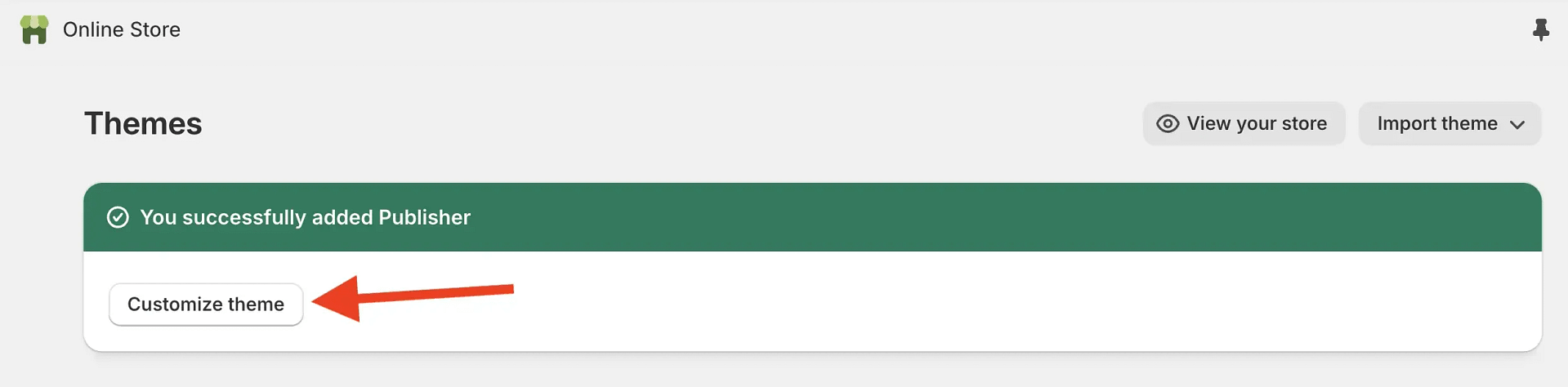 Clicking on customize theme