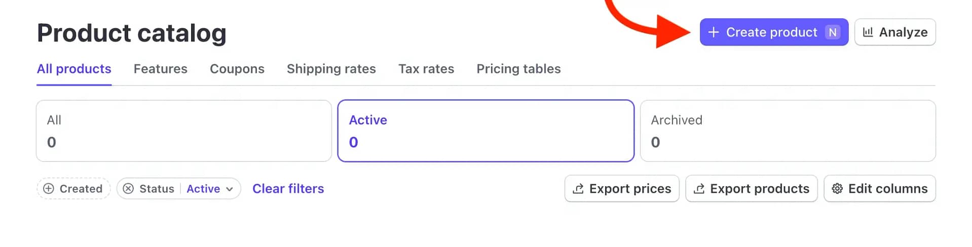 Creating a product inside the Stripe dashboard.