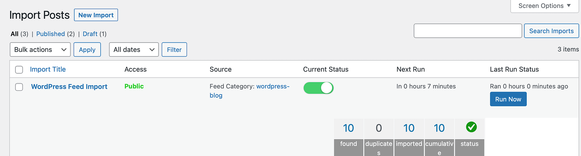View feed category import.